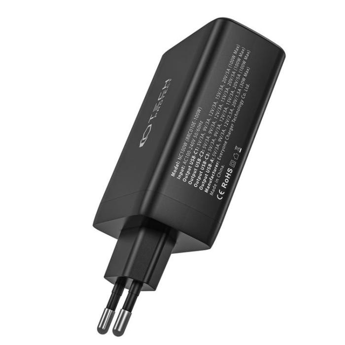 Tech-Protect - Tech-Protect 4-Port Väggladdare 3x USB-C/1x USB-A PD100W - Svart
