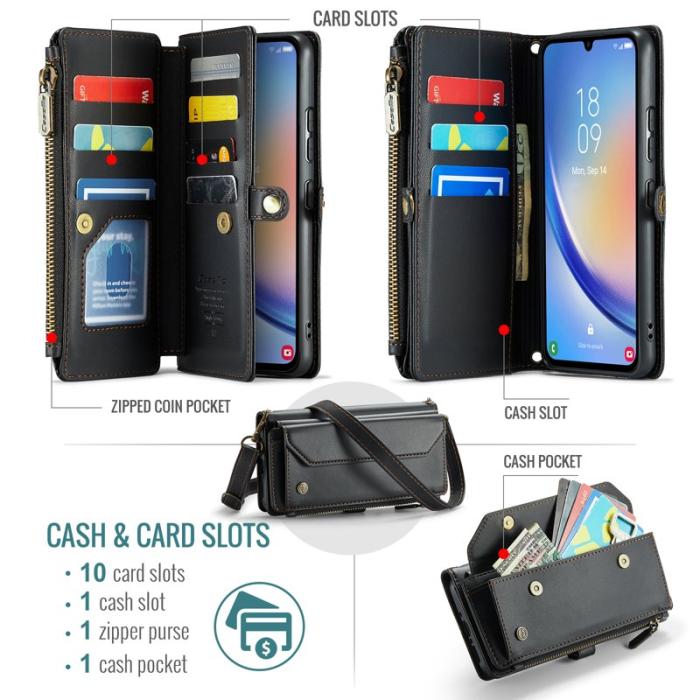 Caseme - CASEME Plånboksfodral Konstläder för Samsung Galaxy A34 5G - Svart