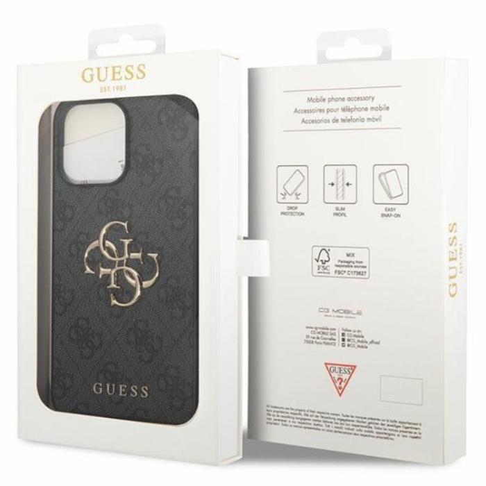 Guess - Guess iPhone 15 Pro Mobilskal Big Metall Logo - Grå