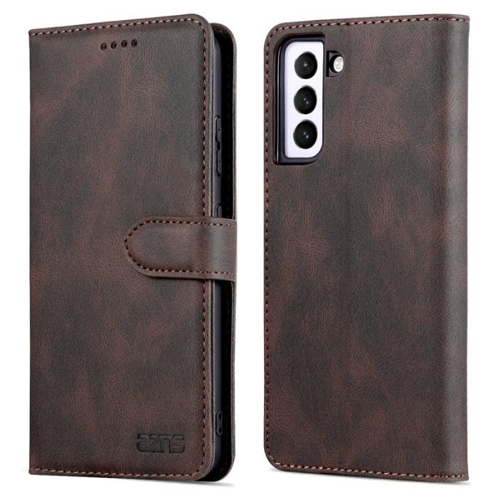 AZNS - AZNS Stand Samsung Galaxy S22 Plånboksfodral Konstläder - Brun