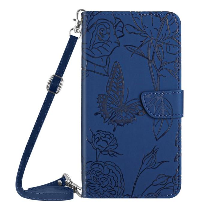 OEM - Mobilskal till Samsung Galaxy S26 Ultra KonstLäder Fjäril Blommönster - Blå
