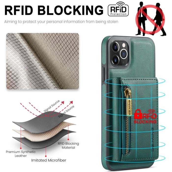 DG.MING - DG.MING M5 Series Mobilskal till iPhone 11 Pro Konstläder Magnetiskt Grön