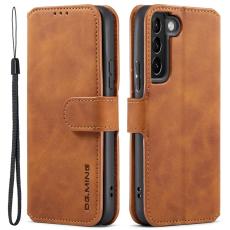 DG.MING - DG.MING Retro Style Konstl&auml;der Pl&aring;nboksfodral f&ouml;r Samsung Galaxy S22 5G - Brun
