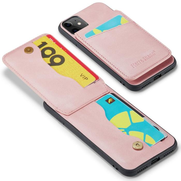 FIERRE SHANN - FIERRE SHANN iPhone 11 Kickstand Fodral KonstLäder - Rosa
