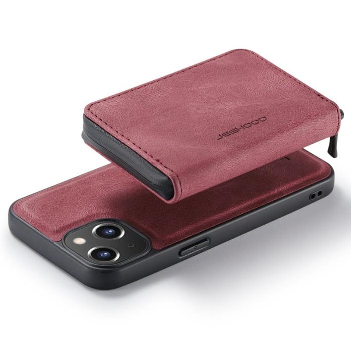JEEHOOD - JEEHOOD Mobilskal till iPhone 14 Plus Shockproof Röd KonstLäder TPU Fodral