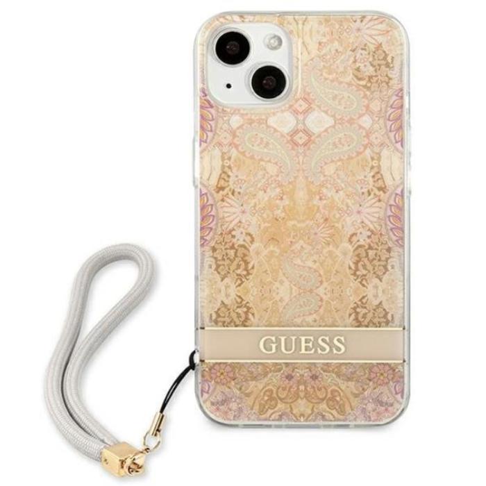 Guess - Guess iPhone 13 Mini Skal Flower Strap - Guld