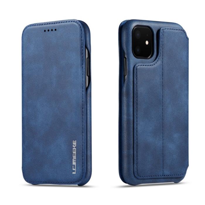 LC.imeeke - LC.IMEEKE Mobilskal till iPhone 11 Retro Stil Äkta Läder - Blå
