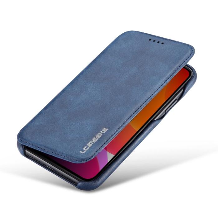 LC.imeeke - LC.IMEEKE Mobilskal till iPhone 11 Retro Stil Äkta Läder - Blå
