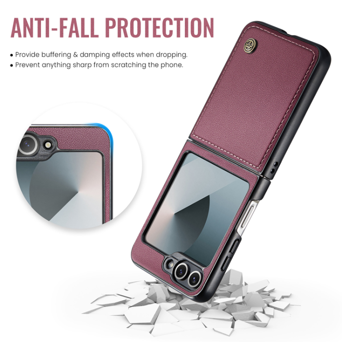 Caseme - CASEME Galaxy Z Flip 7 FE Mobilskal RFID Blocking Glossy 023 - Röd
