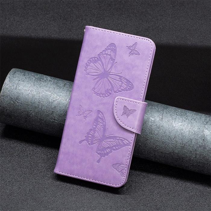 OEM - iPhone 14 Plus Plånboksfodral Butterfly Imprinted - Lila