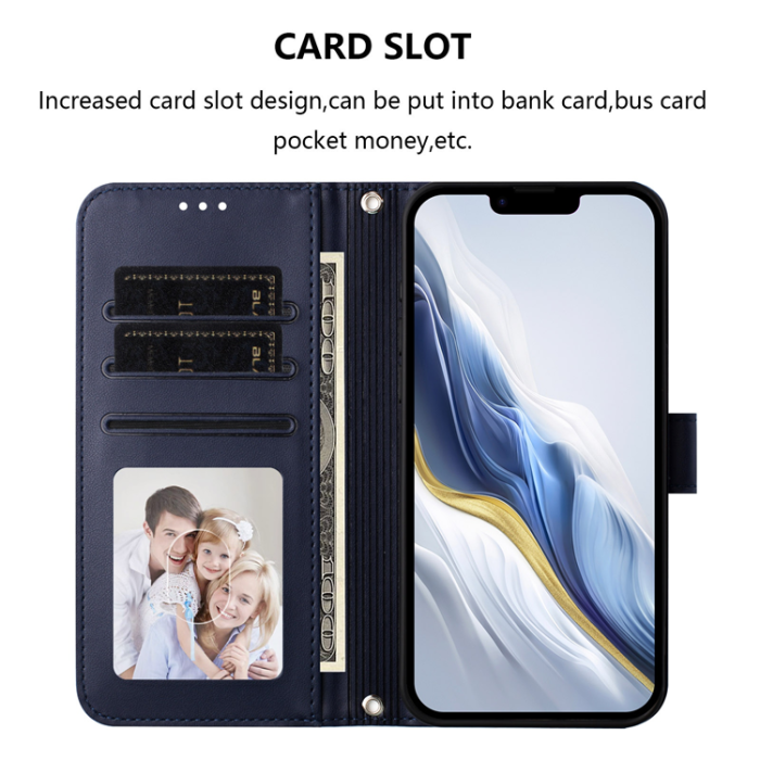 A-One Brand - iPhone 16 Pro Max Plånboksfodral Läder med Handledsrem - Blå