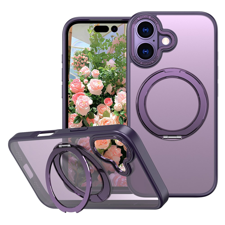 iPhone 17 Mobilskal Ring Kickstand TPU PC - Mörklila | 2353 | AlltMobil