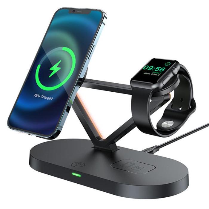Acefast - Acefast 3-in-1 Trådlös Laddare MagSafe Qi 15W iPhone Watch Apple AirPods - Svart