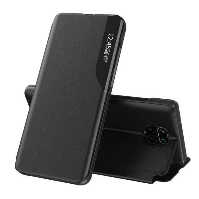 UTGATT1 - Eco Leather View Fodral Xiaomi Redmi Note 9 Pro / 9S - Svart