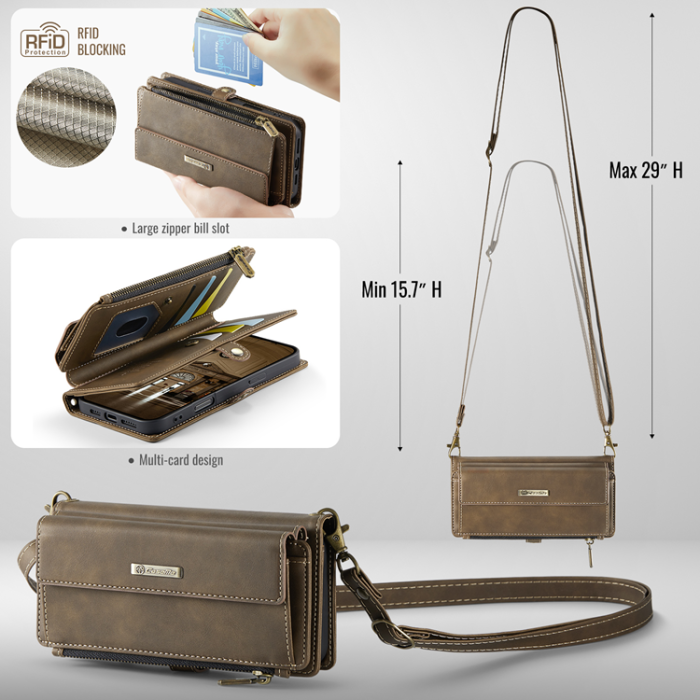 Caseme - CASEME iPhone 17 Pro Plånboksfodral Zipper RFID C39 - Brun