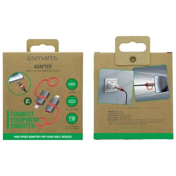 4smarts - [2-Pack] 4smarts USB-C till Lightning Adapter 27W - Grå