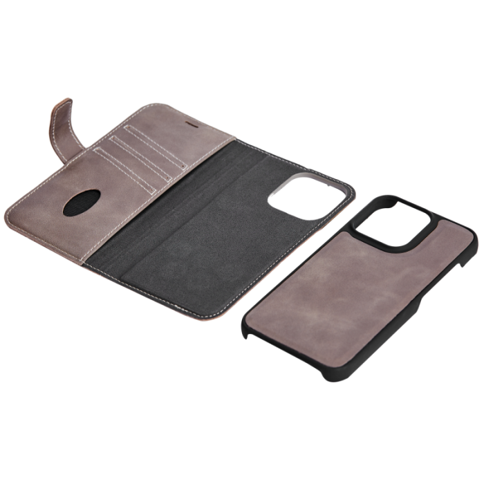 UTGATT1 - Essentials iPhone 13 Pro Plånboksfodral Äkta Läder Detachable