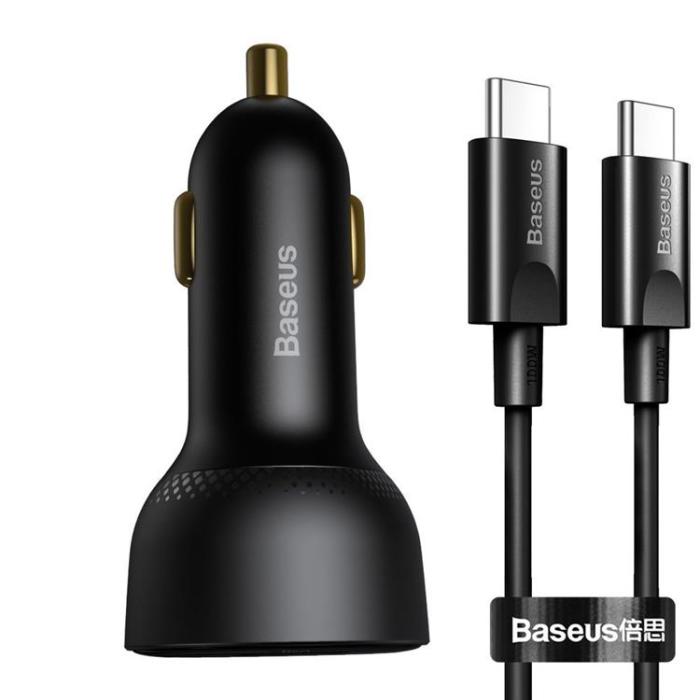 BASEUS - Baseus Superme Billaddare USB Till USB-C 100W Typ-C Kabel 1m - Svart