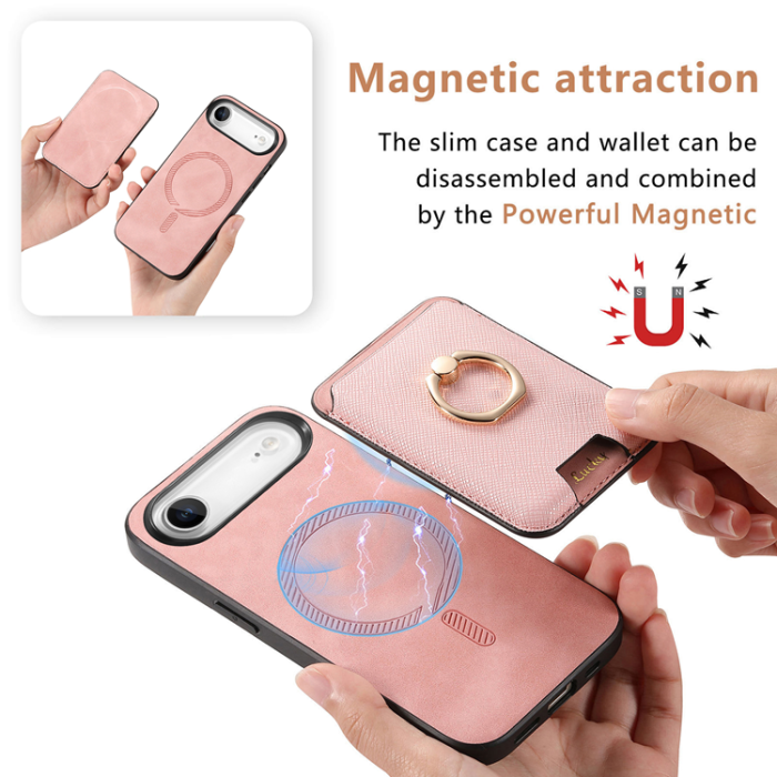 A-One Brand - iPhone 17 Air Mobilskal MagSafe Korthållare Kickstand - Roséguld