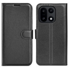 Amorus - AMORUS OnePlus 15 Plånboksfodral Litchi Shockproof - Svart