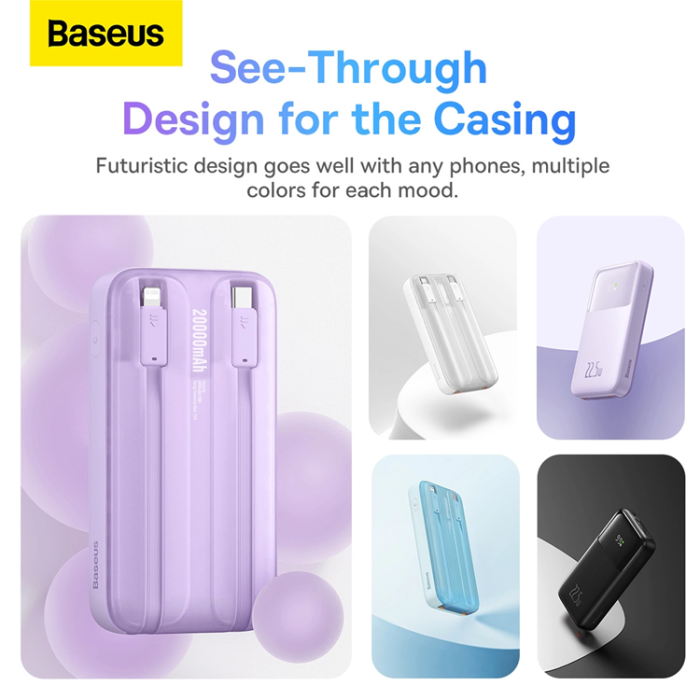 BASEUS - Baseus Powerbank med display 20000mAh 22.5W Comet Series - Blå