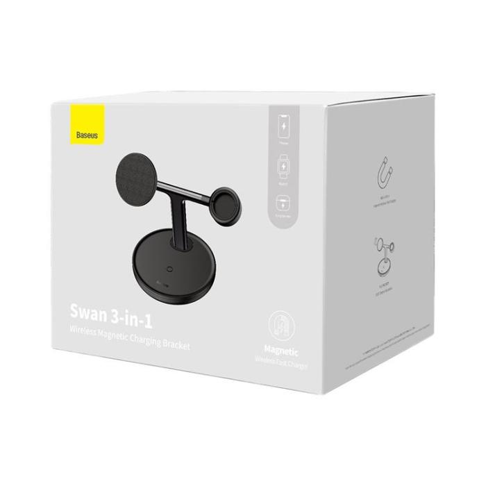 BASEUS - Baseus 3-in-1 Trådlös Laddare Magsafe Stativ med Kabel 1m