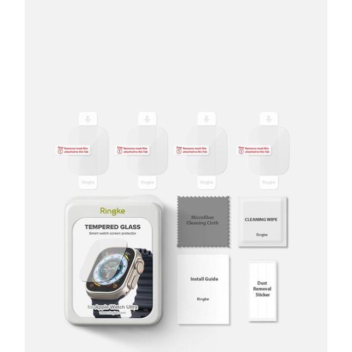 Ringke - [4-Pack] Ringke Apple Watch Ultra (49mm) Härdat Glas Skärmskydd - Clear