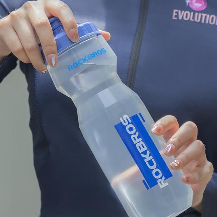 Rockbros - Rockbros Cykelflaska 750 ml - Transparent med Blå Munstycke