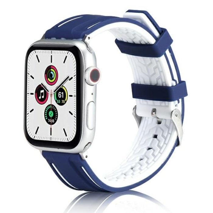Beline - Beline Apple Watch (38/40/41mm) Armband Solid Silikon - Marinblå/Vit
