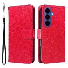 OEM - Samsung Galaxy S26 Plus Pl&aring;nboksfodral Konstl&auml;der Solrosm&ouml;nster - R&ouml;d