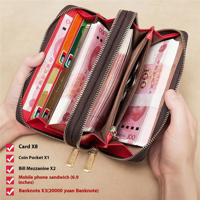 BANYANU - BANYANU Plånbok för Dam Lång Double Zipper N9012