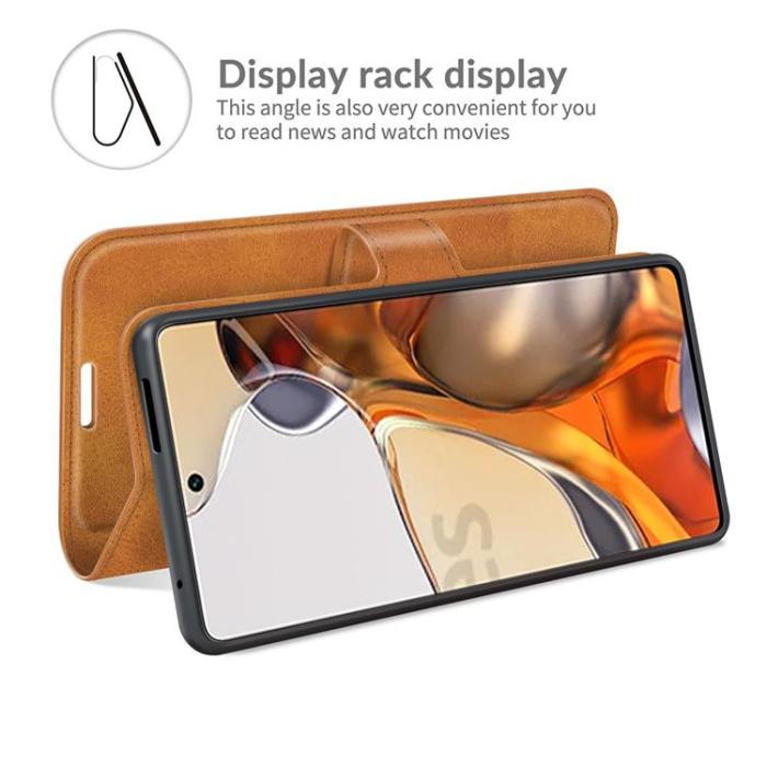 A-One Brand - Folio Flip Läder Fodral Xiaomi 11T / 11T Pro - Ljusbrun