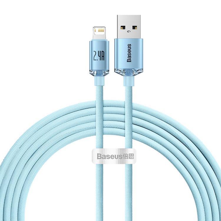 Baseus USB Till Lightning 2m Kabel 2.4A Crystal Shine Sky Blå | 3541 | AlltMobil