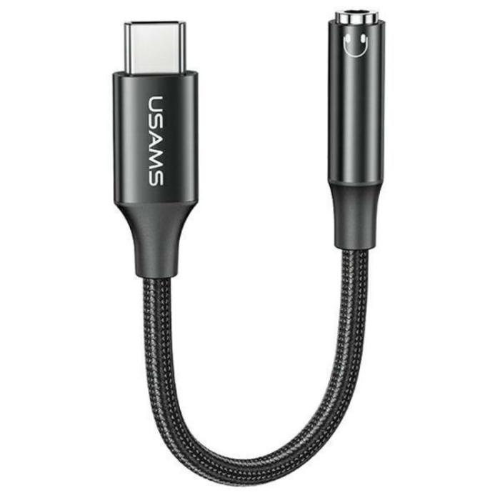 USAMS - USAMS USB-C till Aux Adapter Jack 3.5mm - Svart