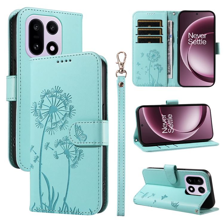 OnePlus 15 5G Plånboksfodral Dandelion Imprint Konstläder (Grön) | 2353 | AlltMobil