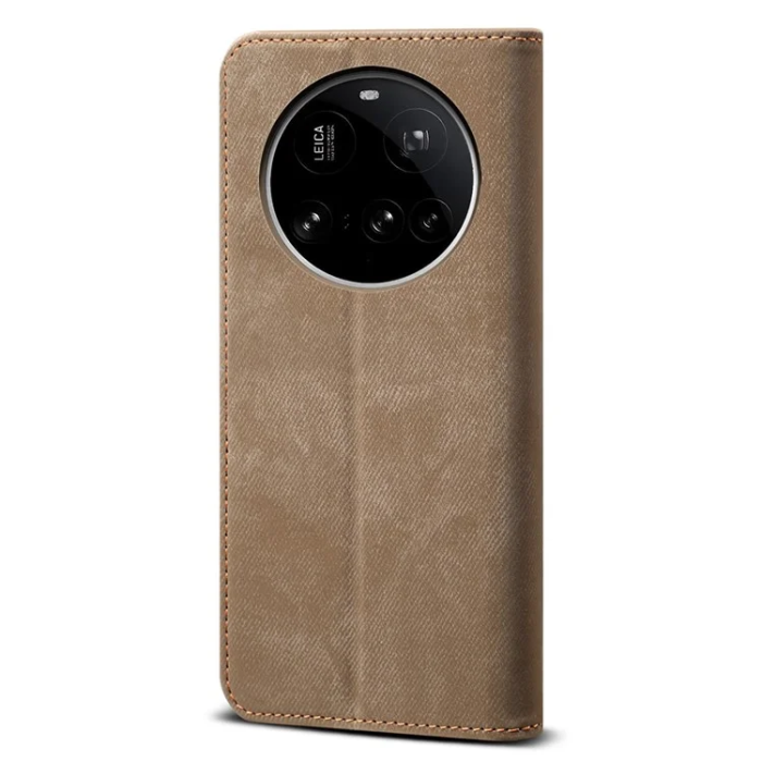 A-One Brand - Xiaomi 15 Ultra Plånboksfodral Jeans Cloth Texture - Khaki