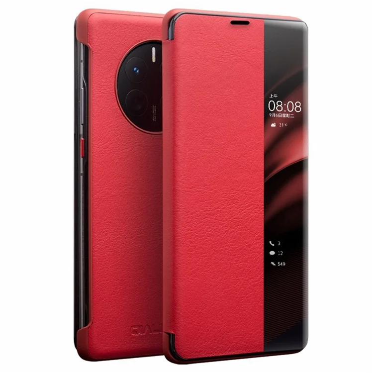 QIALINO Huawei Mate 50 Pro Flipfodral Äkta läder - Röd | 2353 | AlltMobil