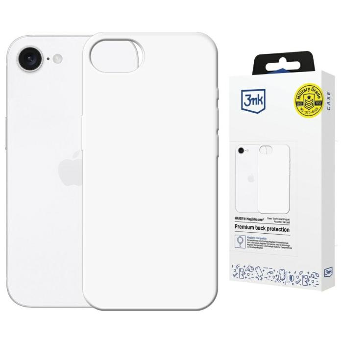 3MK - 3MK iPhone 16E Mobilskal MagSafe Silikon Hardy - Vit