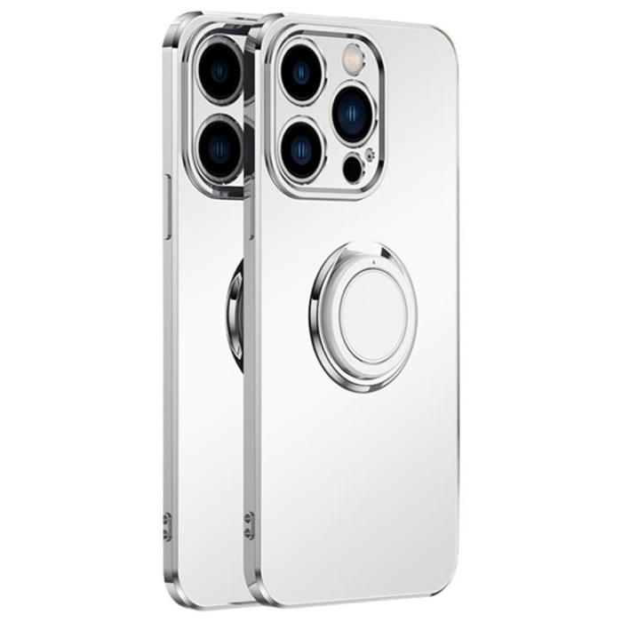 OEM - iPhone 14 Plus Skal Ringhållare Electroplating Kickstand - Vit