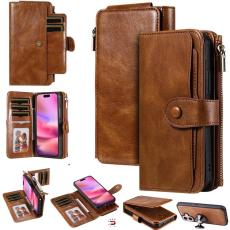 A-One Brand - iPhone 17 Plånboksfodral Detachable Zipper - Brun