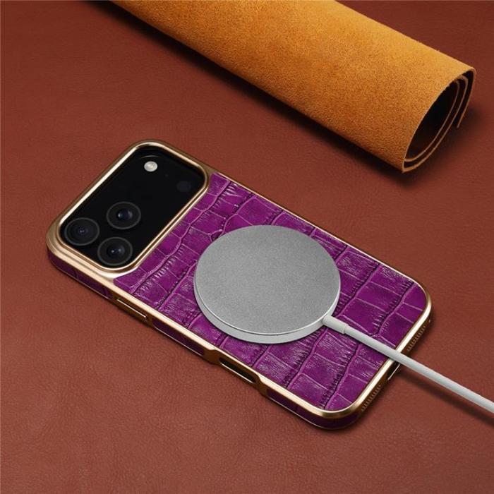DENIOR - DENIOR iPhone 17 Pro Max Mobilskal Äkta Läder - Lila