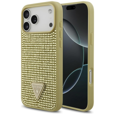 Guess - Guess iPhone 17 Pro Max Mobilskal Rhinestone Triangle Logo - Guld