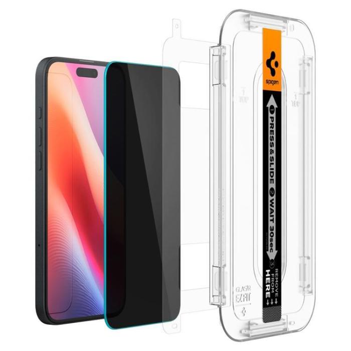 Spigen - [2-Pack] Spigen iPhone 15/16 Härdat Glas Skärmskydd Privacy