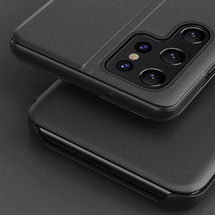 UTGATT1 - Eco Läder View Fodral Galaxy S22 Ultra - Blå