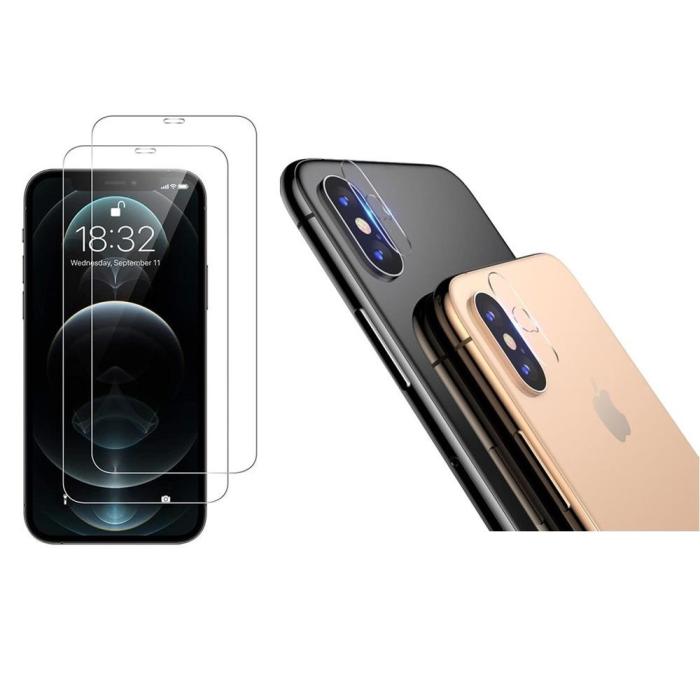 UTGATT - [4-PACK] 2 X Kameralinsskydd i Härdat Glas + 2 X Härdat glas iPhone XS Max
