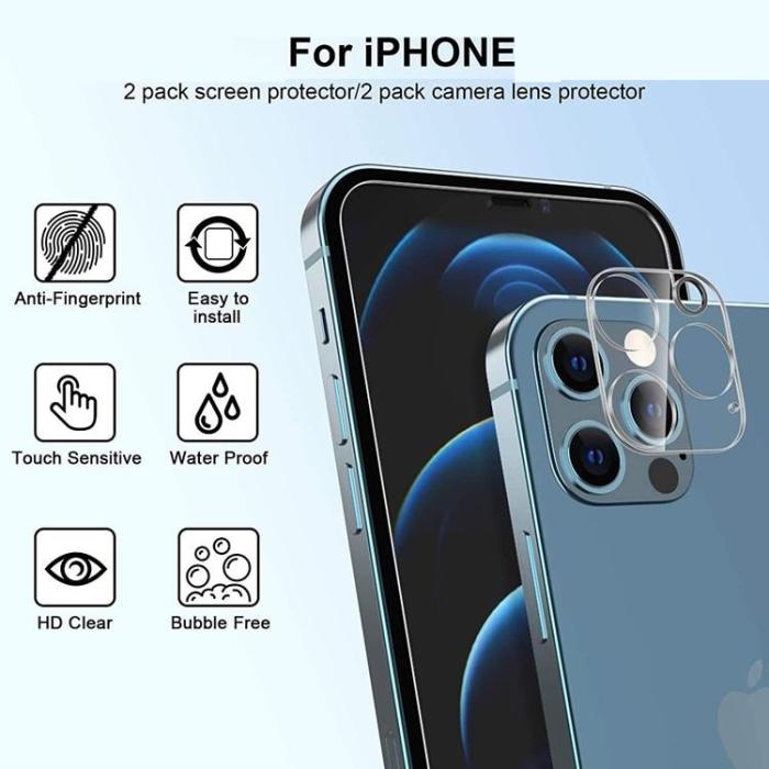 OEM - [4-PACK] 2 X Kameralinsskydd i Härdat Glas + 2 X Härdat glas iPhone 11 Pro Max