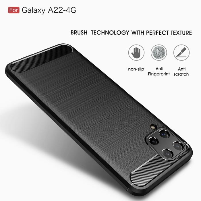 OEM - TPU Carbon Skal Galaxy A22 4G - Svart