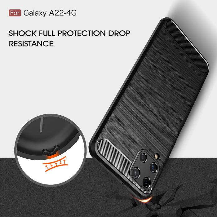 OEM - TPU Carbon Skal Galaxy A22 4G - Svart