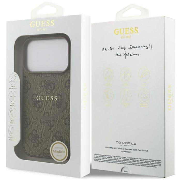 Guess - Guess iPhone 17 Pro Mobilskal MagSafe 4G Ring Classic Logo - Brun