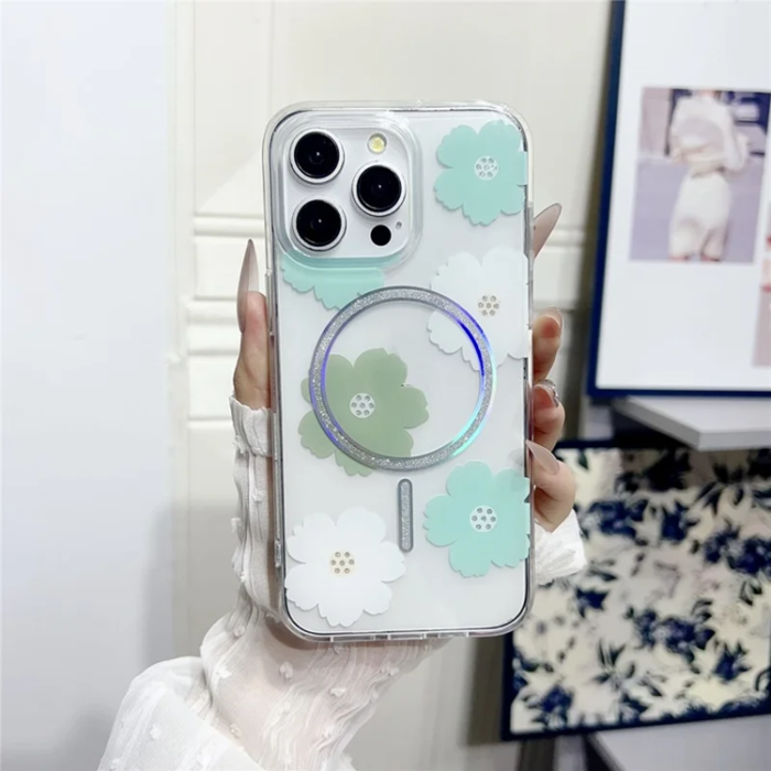 A-One Brand - iPhone 16 Pro Mobilskal MagSafe Laser Floral